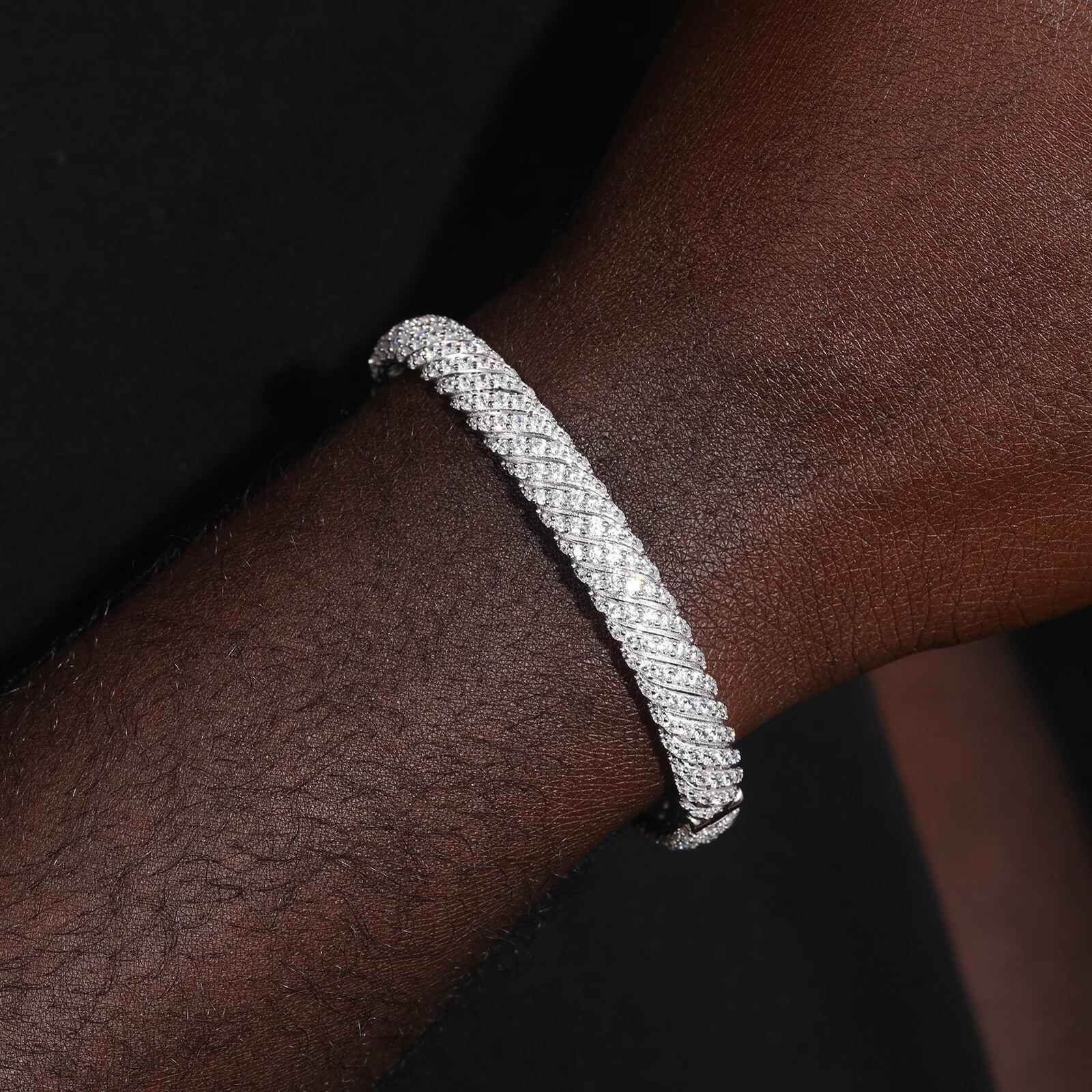 925 Iced Out Twist Bracelet - RIYOVA Jewelry