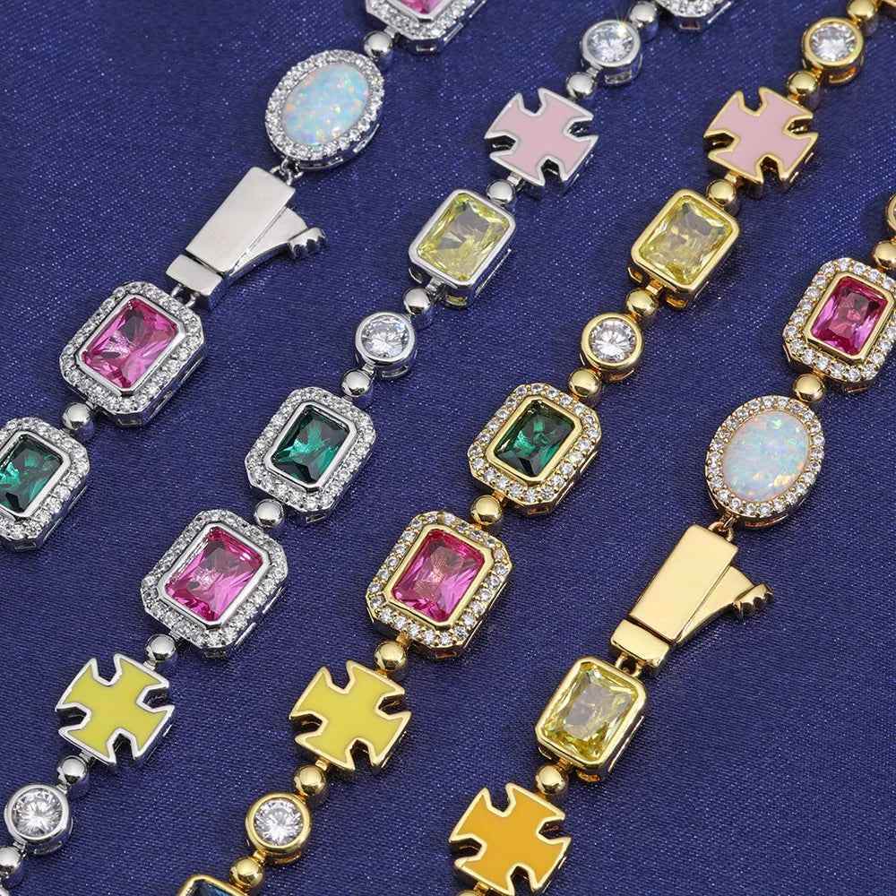 Iced Out Enamel Cross Chain - RIYOVA Jewelry