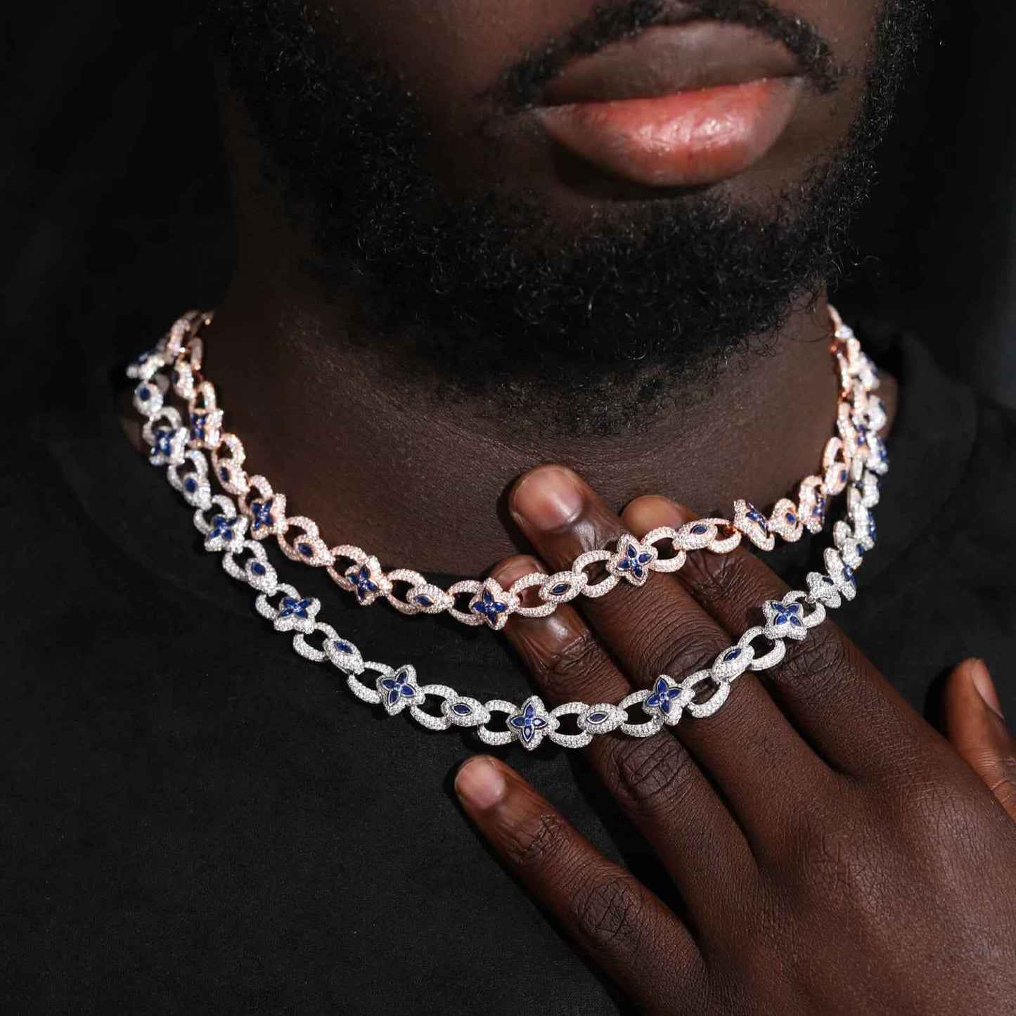 925 Iced Out Flower Eye Cuban Link Necklace – CZ Edition - RIYOVA Jewelry