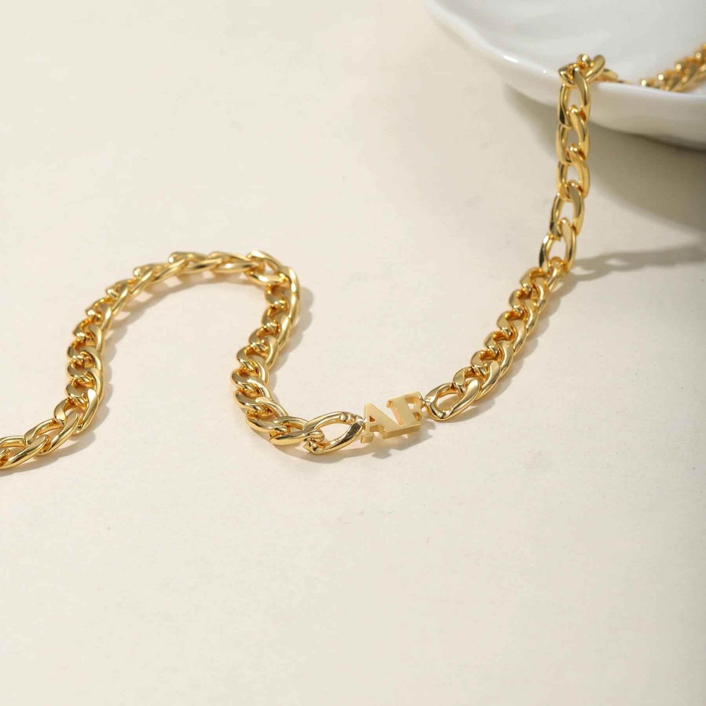 Welded Letter Cuban Chain Necklace - RIYOVA Jewelry