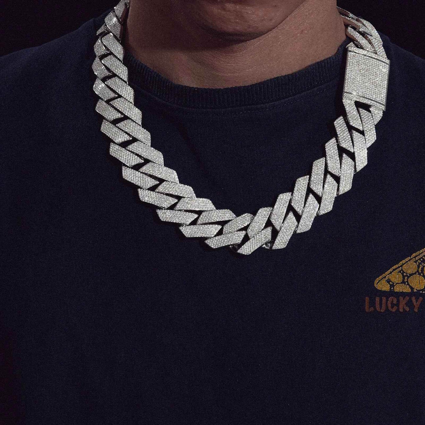 925 Iced Out Heavy Rhombus Cuban Link Necklace – Moissanite Edition - RIYOVA Jewelry