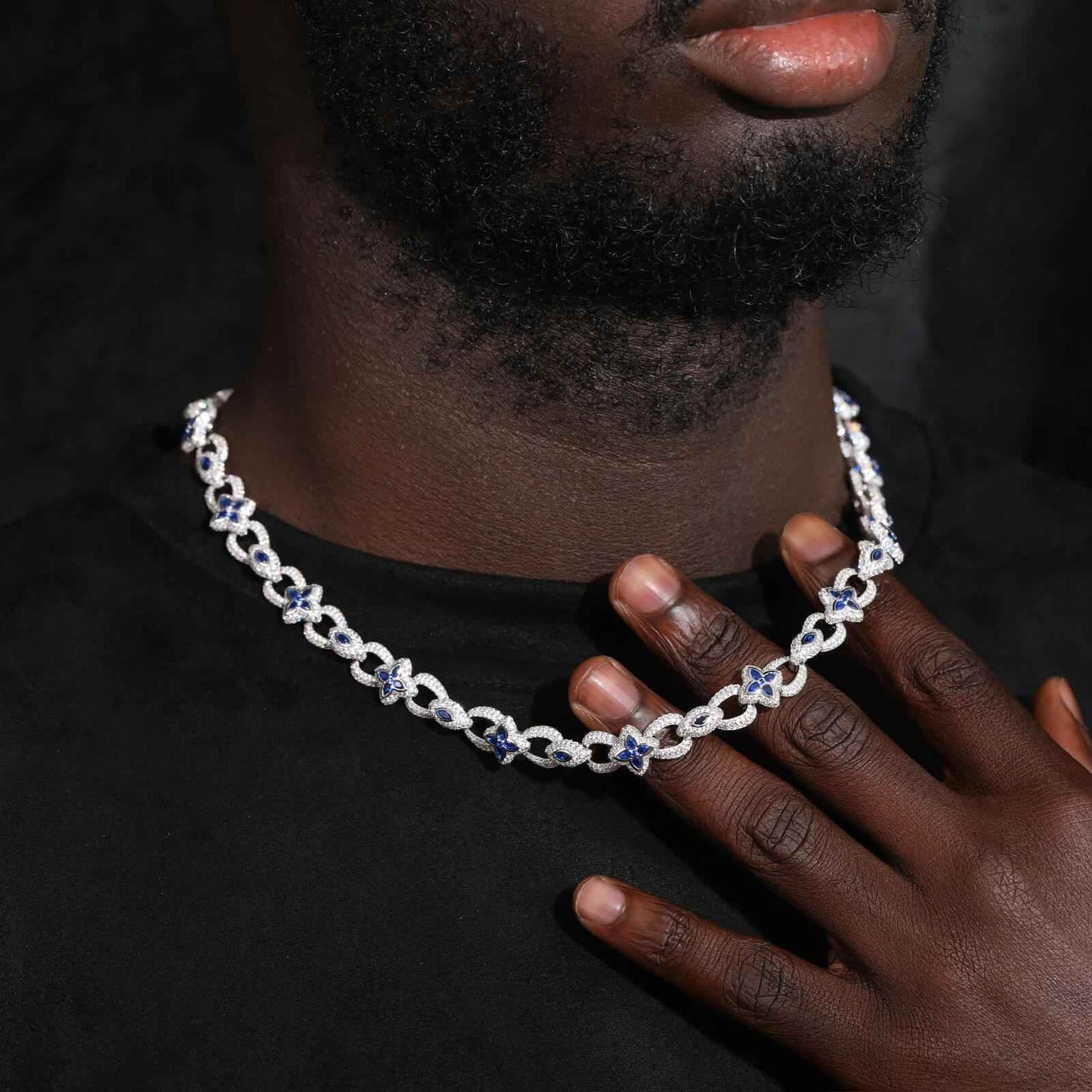 925 Iced Out Flower Eye Cuban Link Necklace – CZ Edition - RIYOVA Jewelry