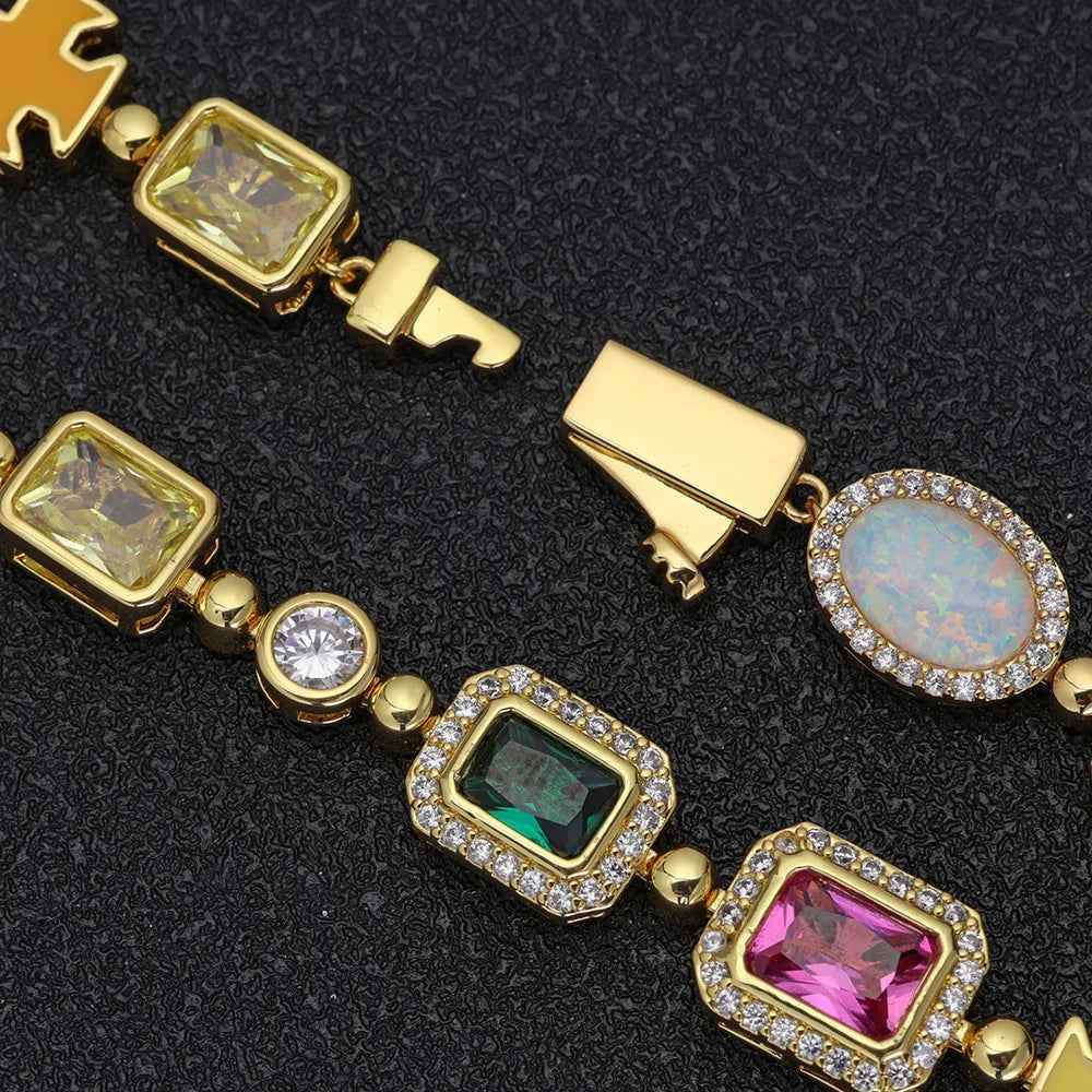 Iced Out Enamel Cross Chain - RIYOVA Jewelry