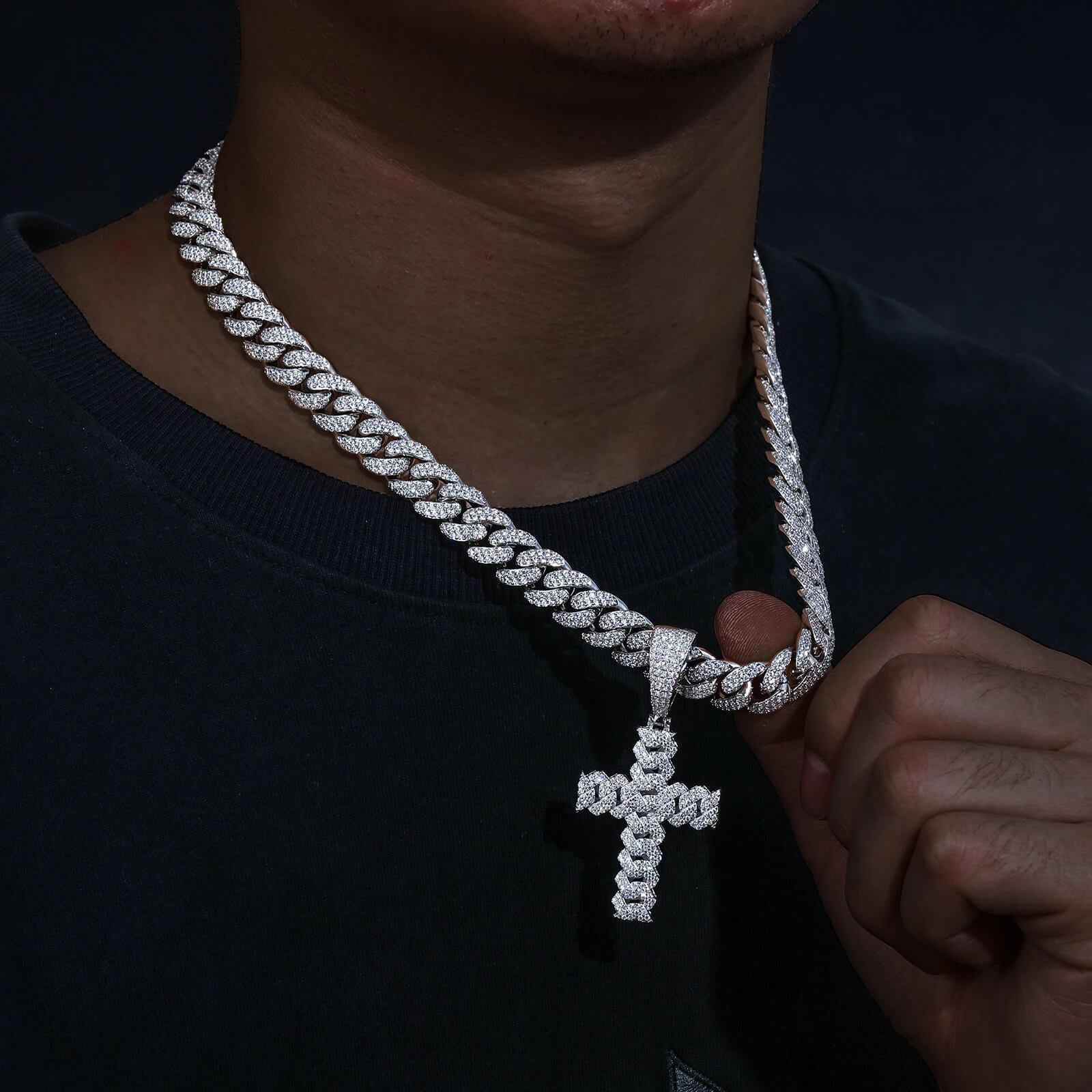 925 Iced Out Hip Hop Criss Pendant - RIYOVA Jewelry