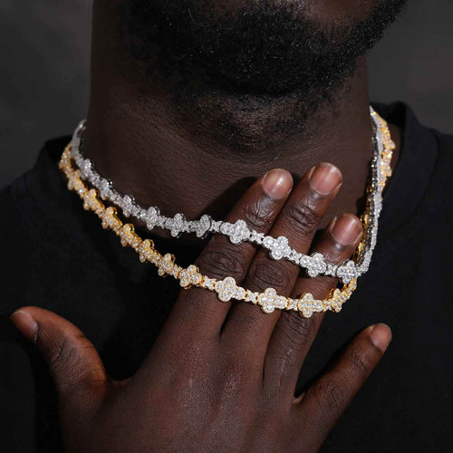 925 Iced Out Cross Star Tennis Chain – Moissanite Edition - RIYOVA Jewelry