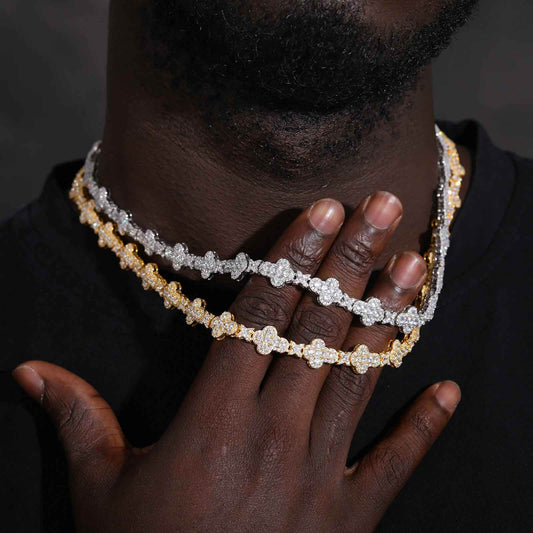 925 Iced Out Cross Star Tennis Chain – Moissanite Edition - RIYOVA Jewelry