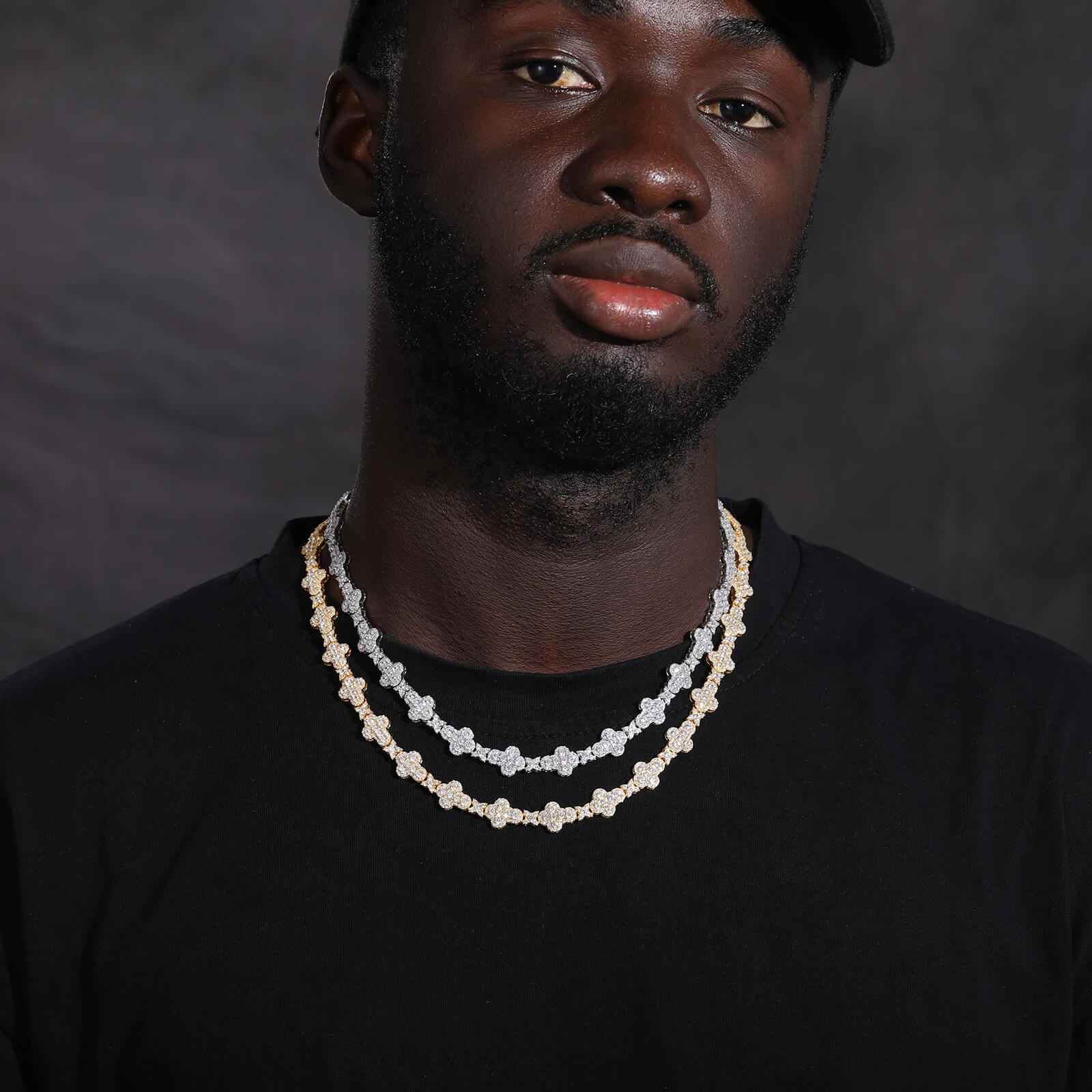 925 Iced Out Cross Star Tennis Chain – Moissanite Edition - RIYOVA Jewelry