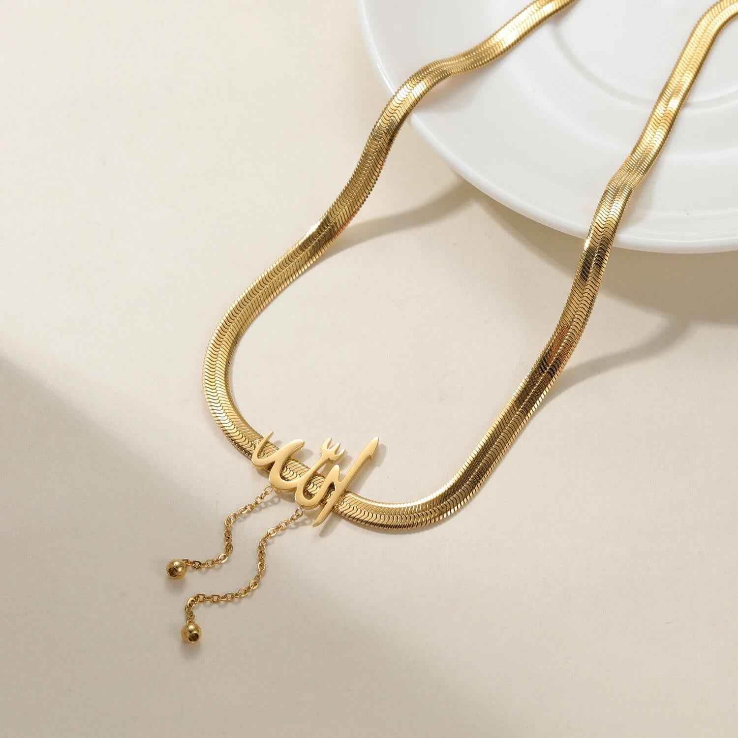 Spiritual Arabic Necklace – ‘Allah’ Calligraphy Pendant - RIYOVA Jewelry