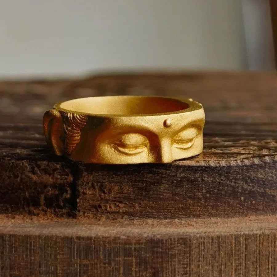 Buddha Serenity Face Ring - RIYOVA Jewelry