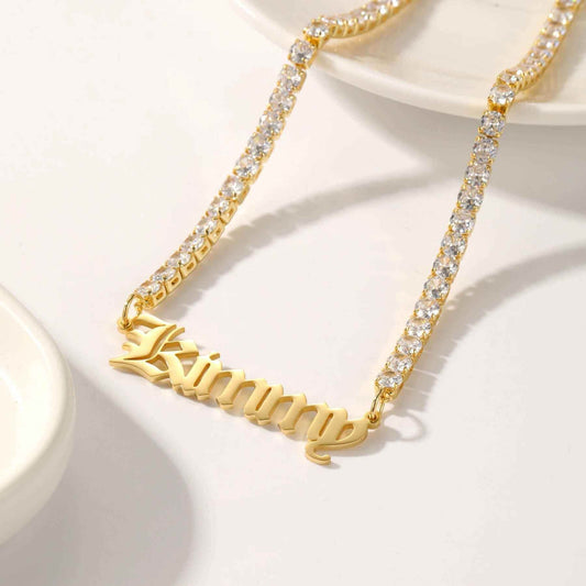 Vintage Custom Name Zirconia Necklace - RIYOVA Jewelry
