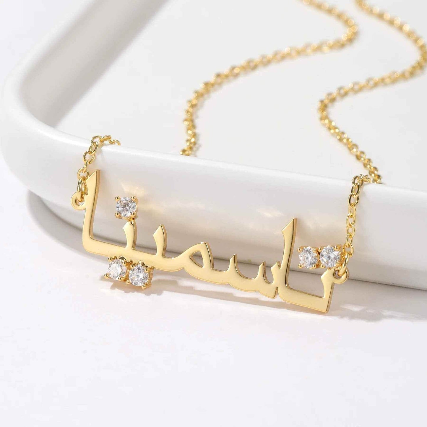 Custom Arabic Zirconia Necklace - RIYOVA Jewelry