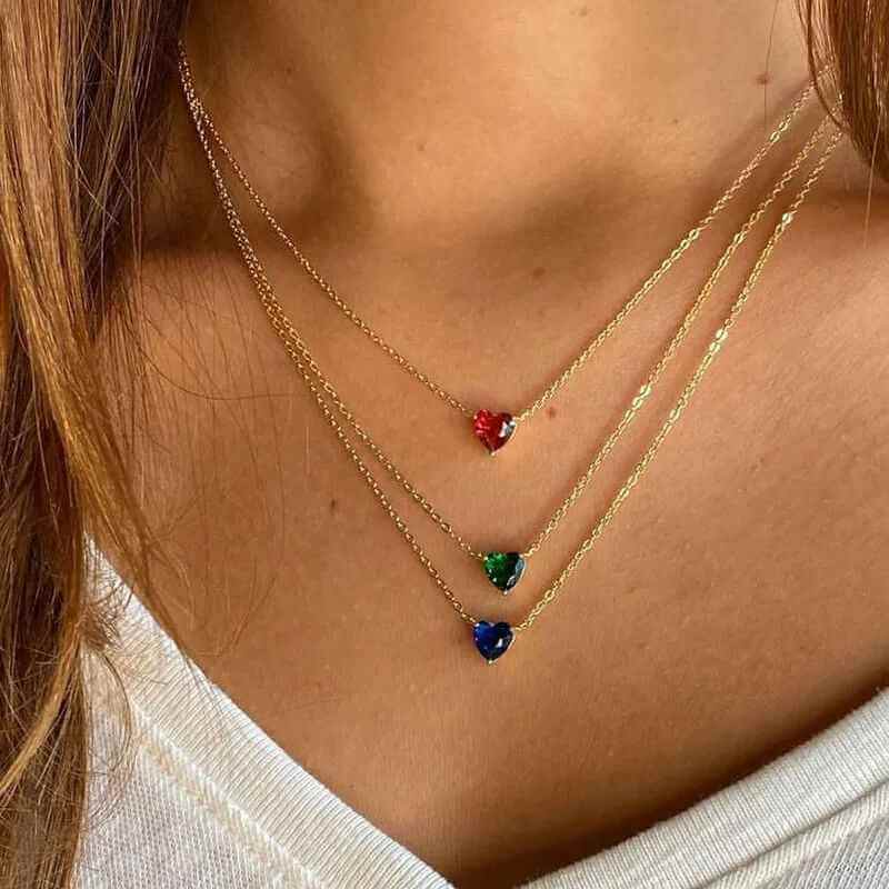 Birthstone Heart Necklace
