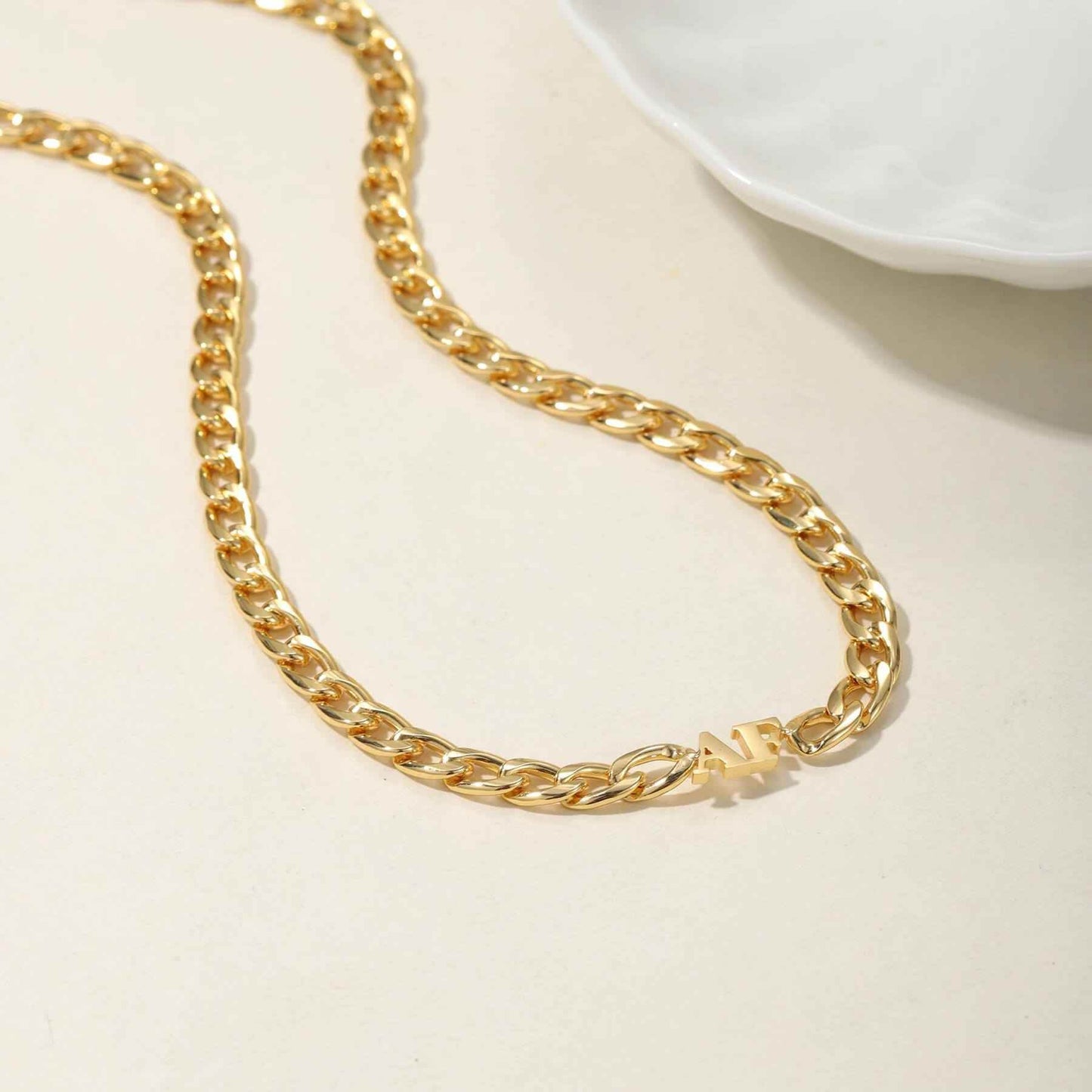 Welded Letter Cuban Chain Necklace - RIYOVA Jewelry