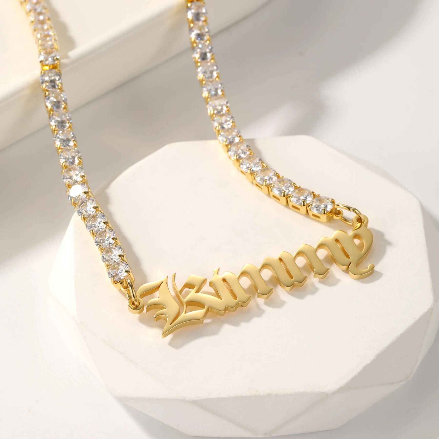 Vintage Custom Name Zirconia Necklace