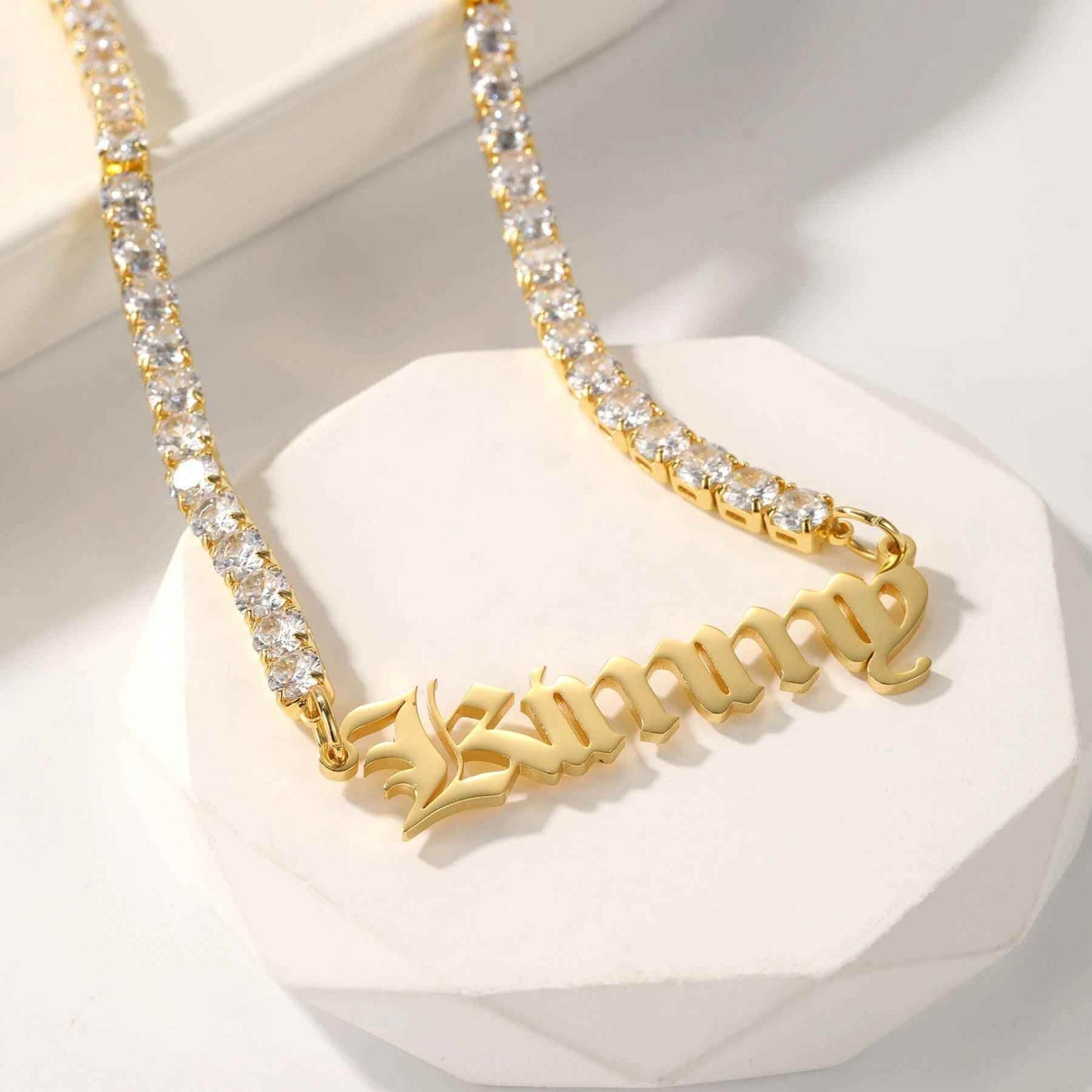 Vintage Custom Name Zirconia Necklace - RIYOVA Jewelry