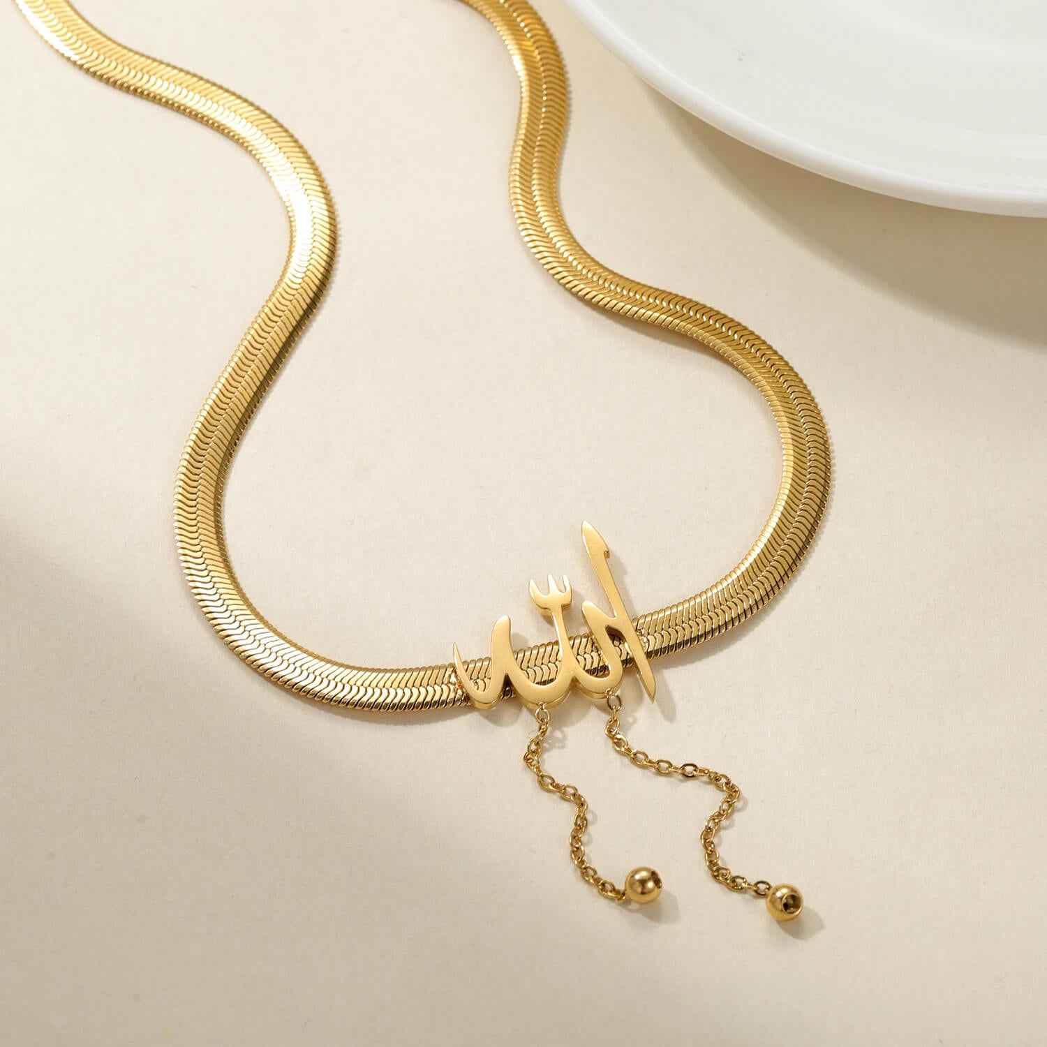 Spiritual Arabic Necklace – ‘Allah’ Calligraphy Pendant - RIYOVA Jewelry