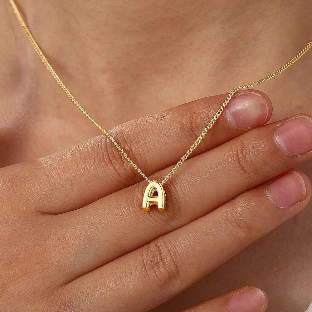 Dainty Mini Bubble Letter Necklace