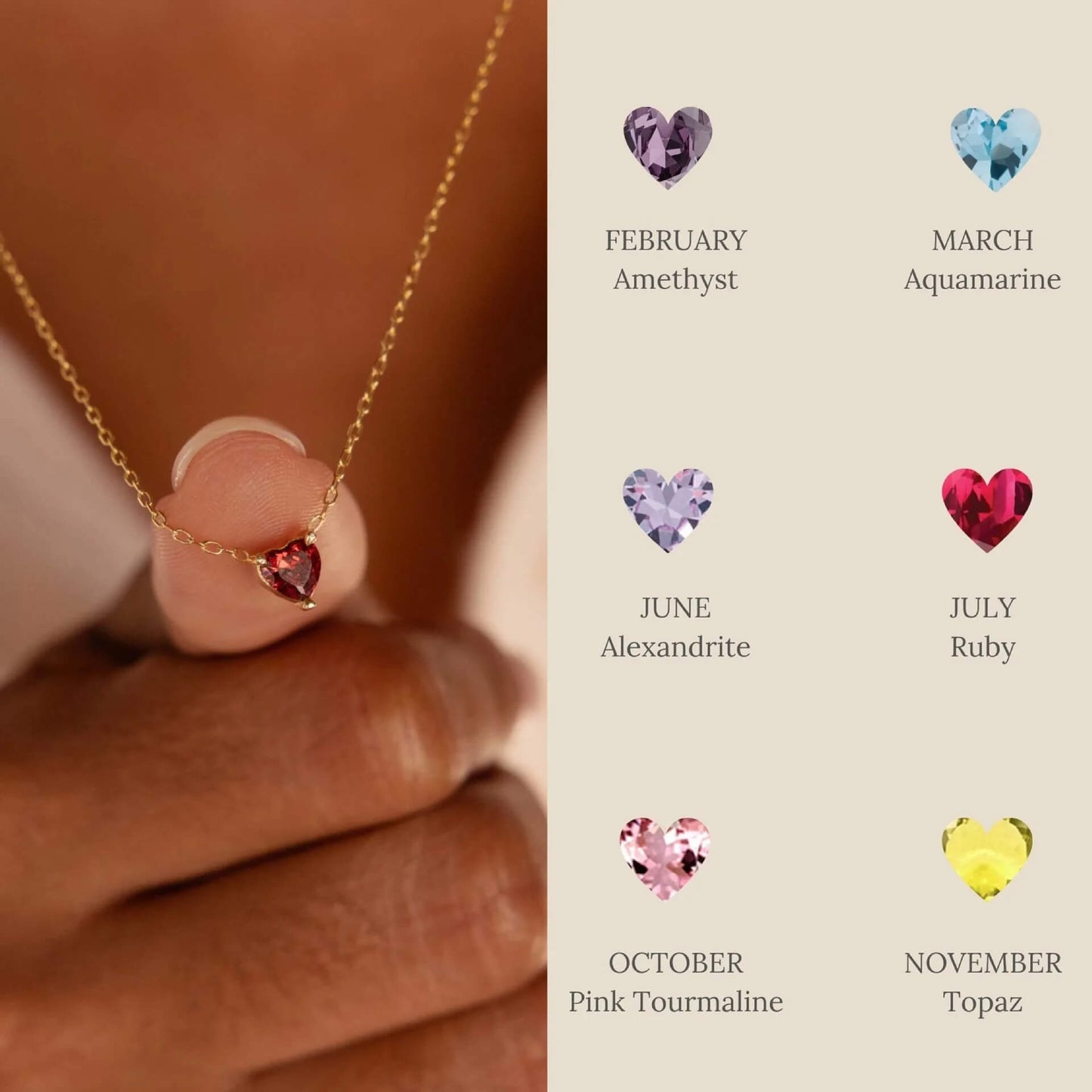 Birthstone Heart Necklace