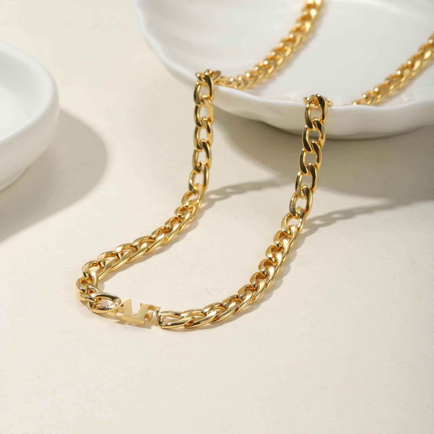 Welded Letter Cuban Chain Necklace - RIYOVA Jewelry