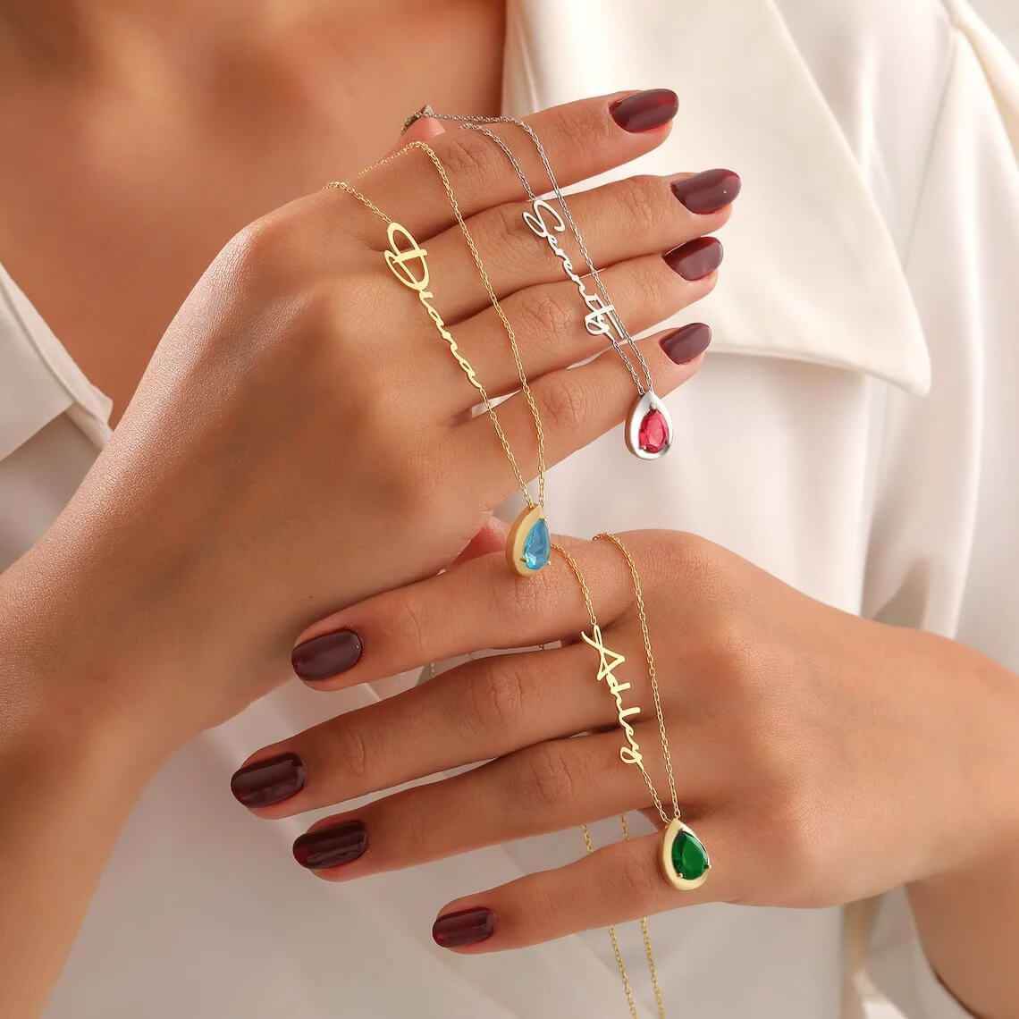 Custom Alexandrite Birthstone Name Necklace - RIYOVA Jewelry