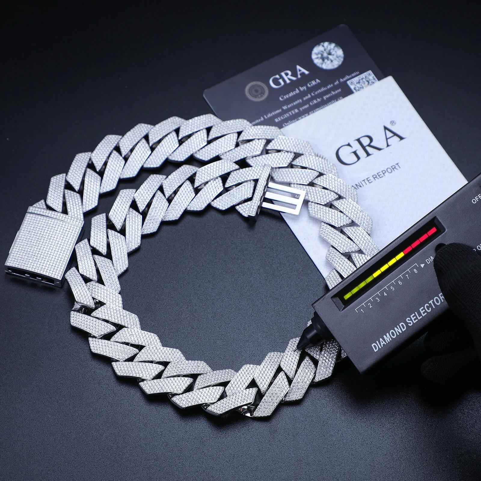 925 Iced Out Heavy Rhombus Cuban Link Necklace – Moissanite Edition - RIYOVA Jewelry