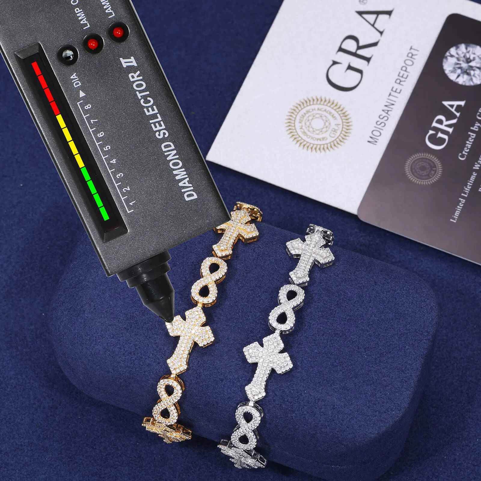 925 Iced Out Infinity Cross Bracelet - RIYOVA Jewelry