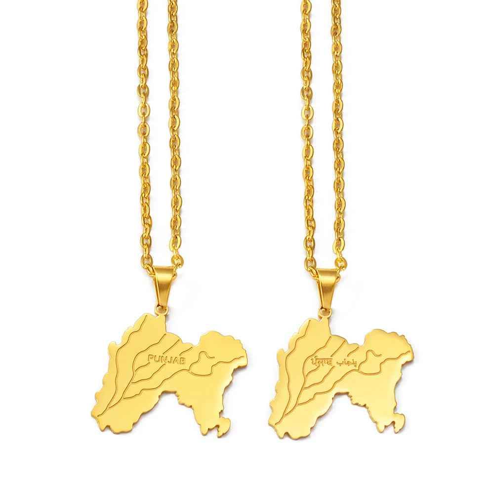 Historic Punjab Map Necklace – Pre-1947 Edition - RIYOVA Jewelry