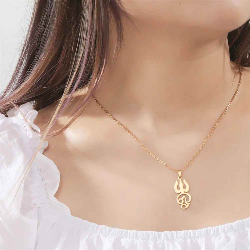 Tamil Om Trident Shiva Necklace - RIYOVA Jewelry