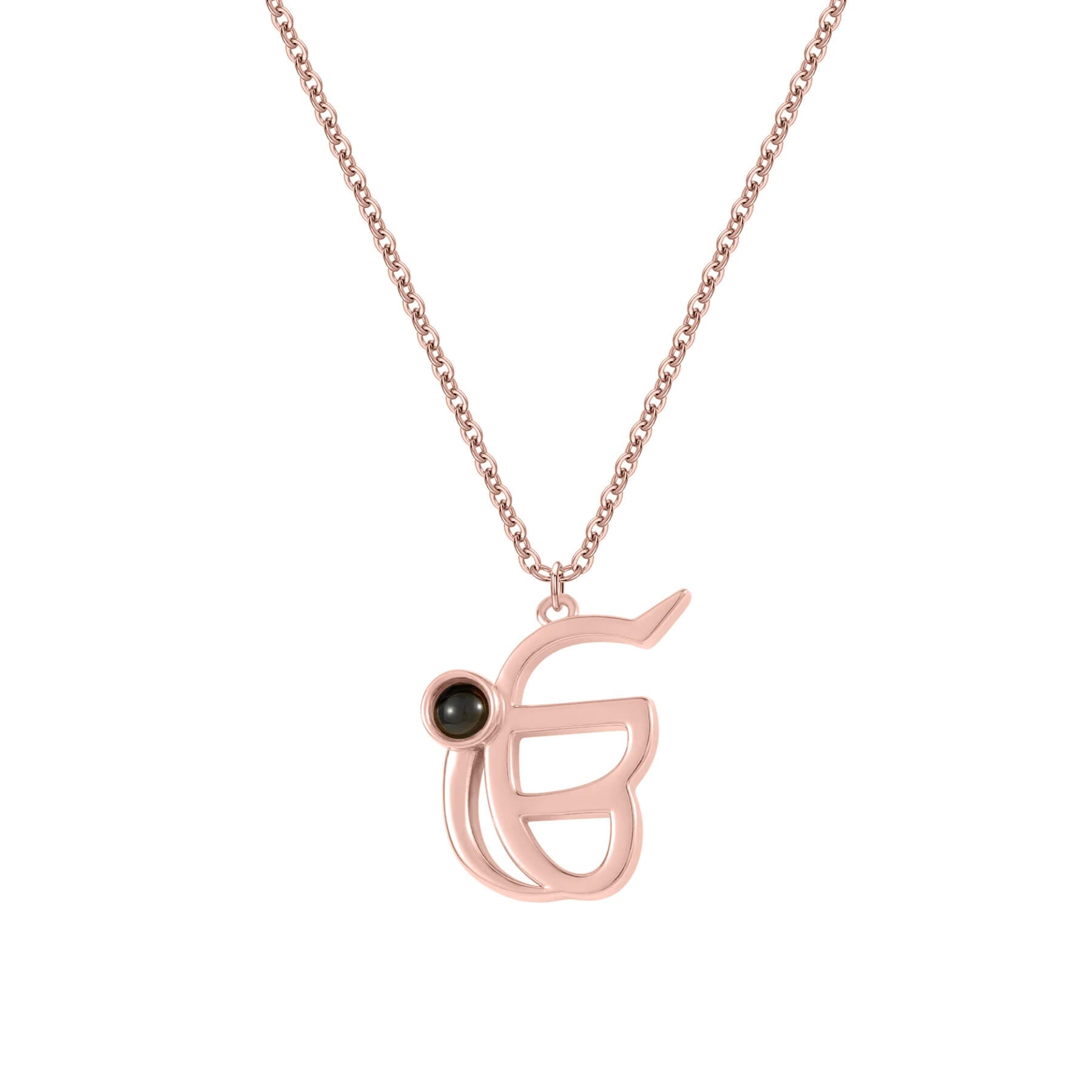 Rose gold 3D Punjabi Projection Necklace with personalized pendant, blending tradition and modern jewelry design.