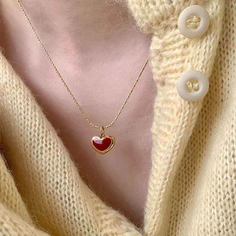 Ruby Glow Heart Necklace - RIYOVA Jewelry