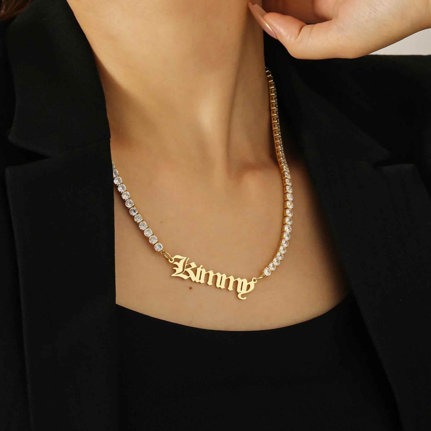 Vintage Custom Name Zirconia Necklace - RIYOVA Jewelry