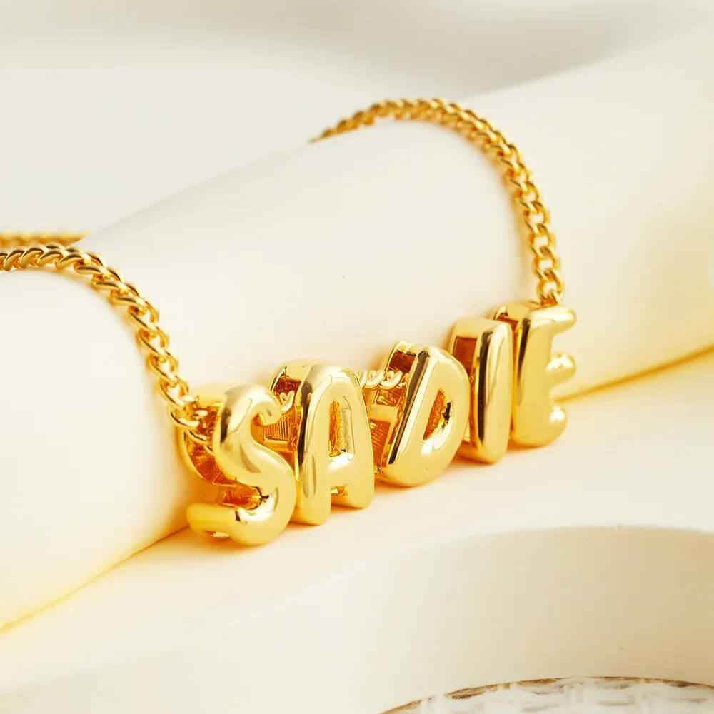 Custom Bubble Letter Name Necklace - RIYOVA Jewelry
