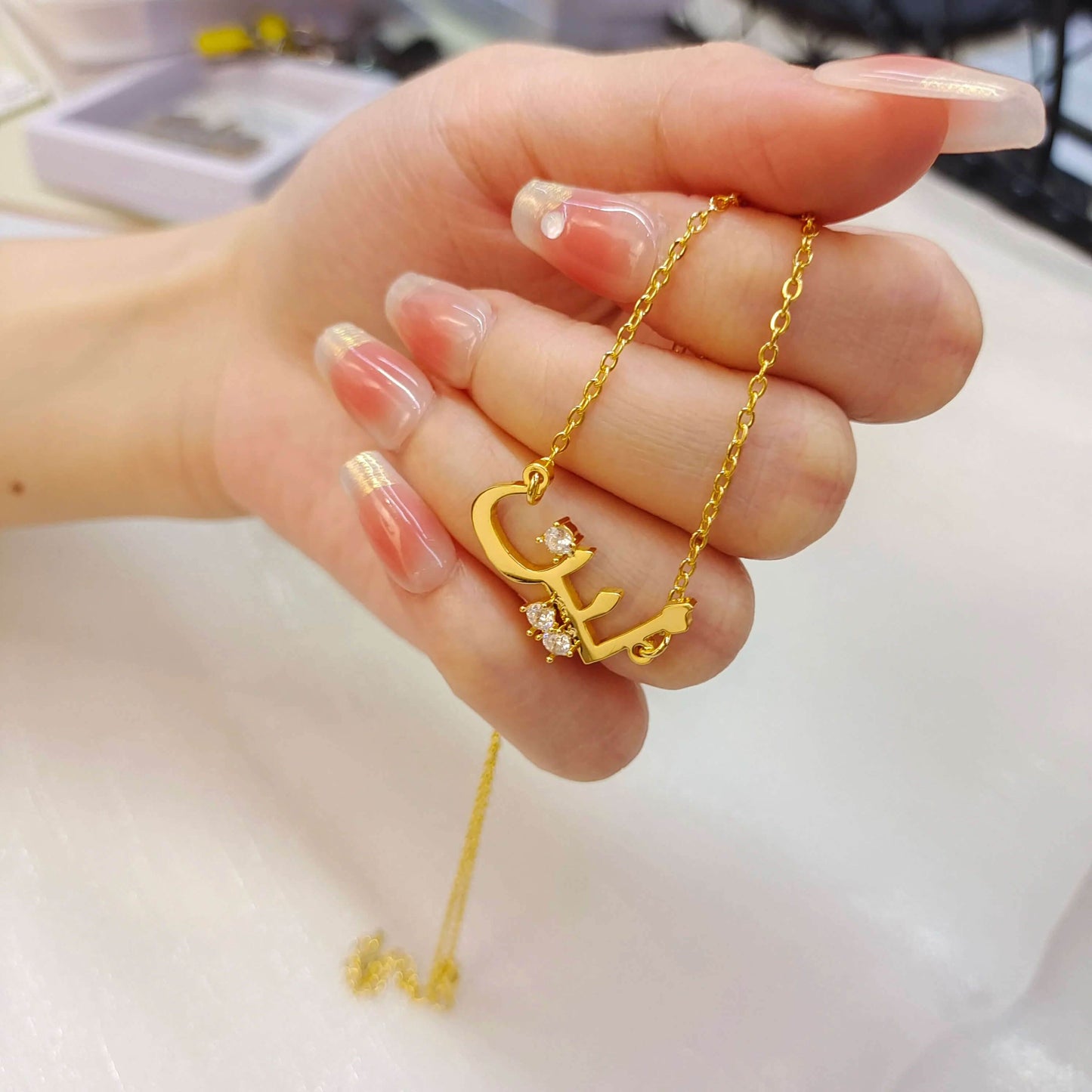 Custom Arabic Zirconia Necklace - RIYOVA Jewelry
