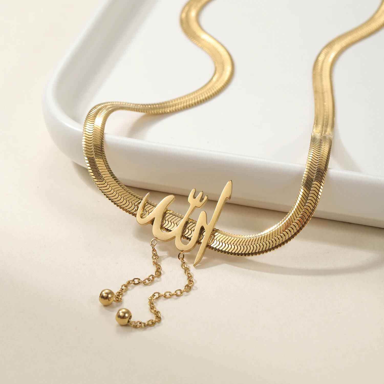 Spiritual Arabic Necklace – ‘Allah’ Calligraphy Pendant - RIYOVA Jewelry