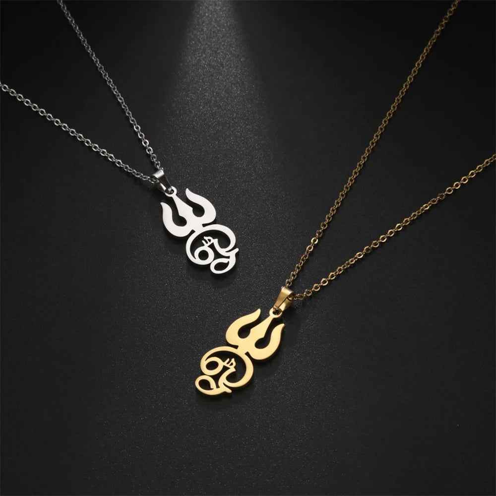 Tamil Om Trident Shiva Necklace - RIYOVA Jewelry