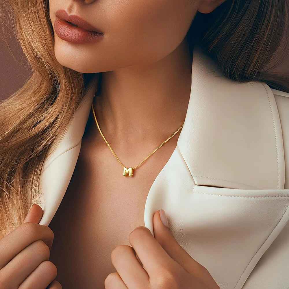 Dainty Mini Bubble Letter Necklace