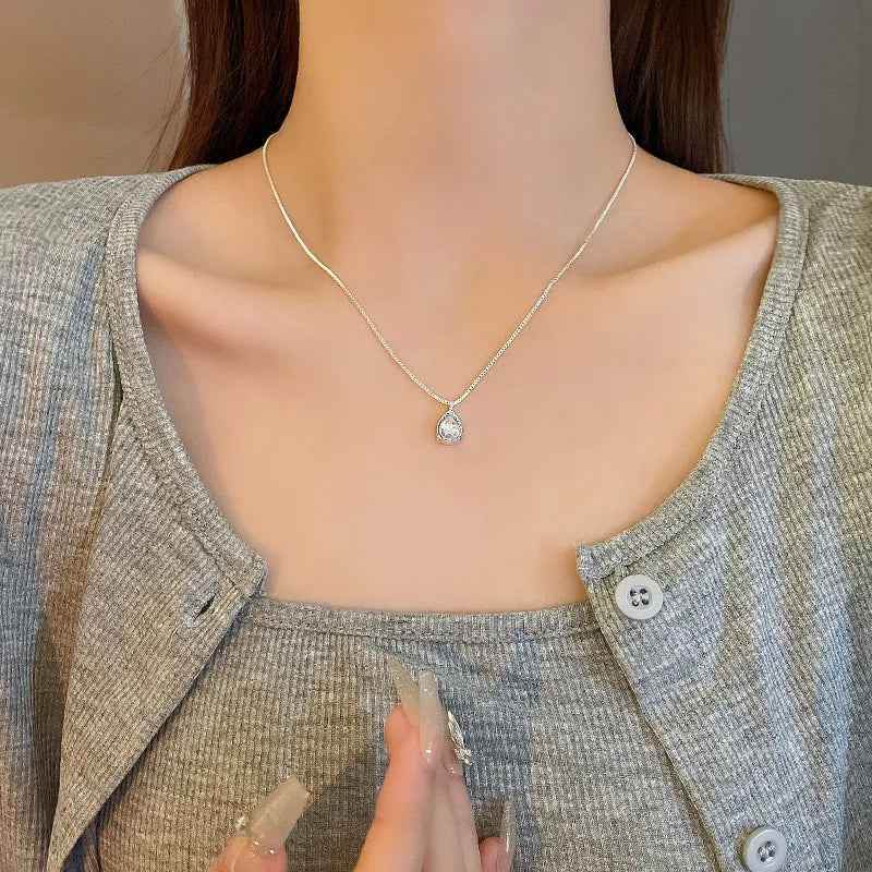 Tear Drop Zircon Necklace - RIYOVA Jewelry