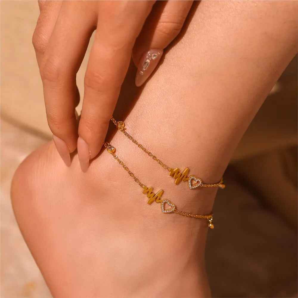 Amora Heart Anklets - RIYOVA Jewelry