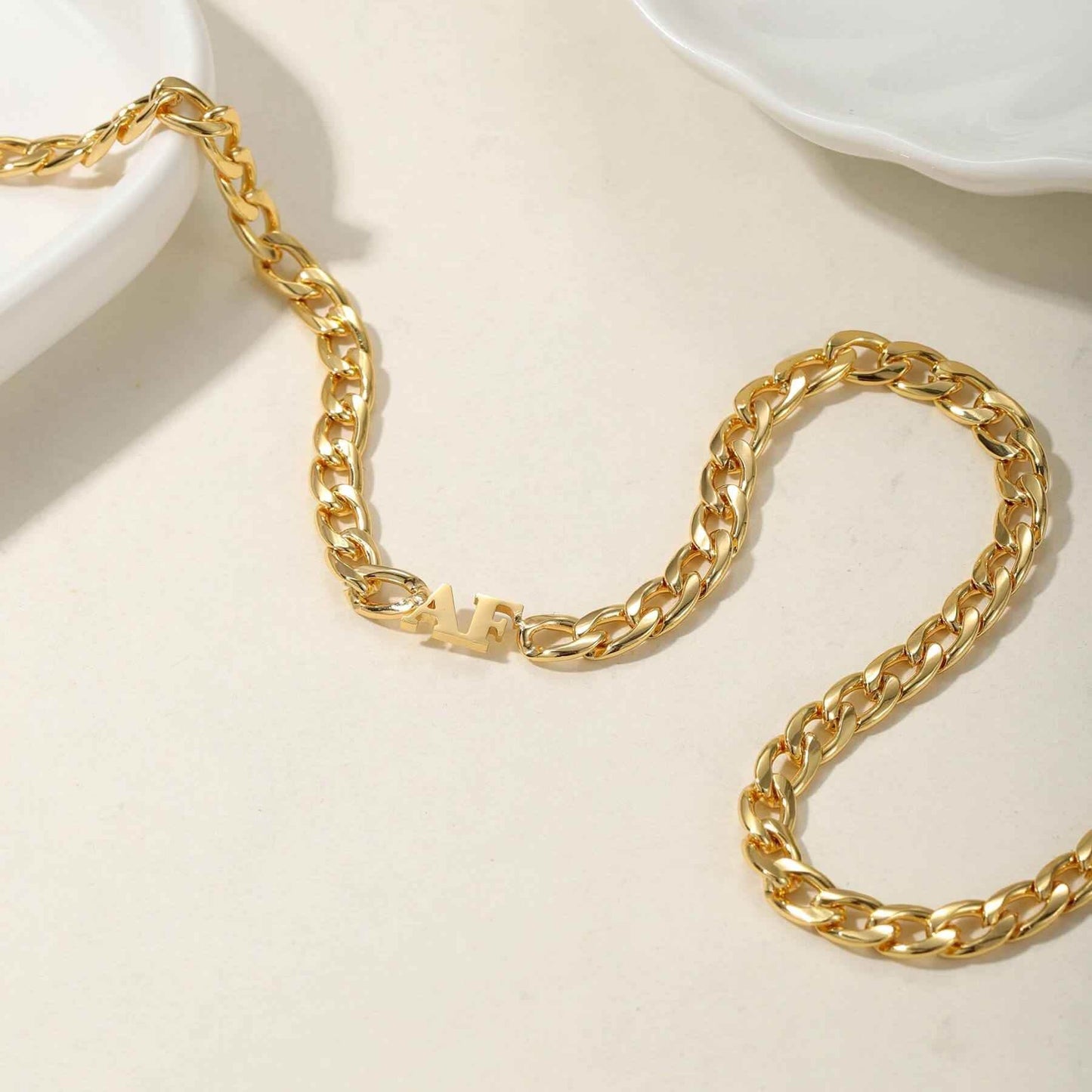 Welded Letter Cuban Chain Necklace - RIYOVA Jewelry