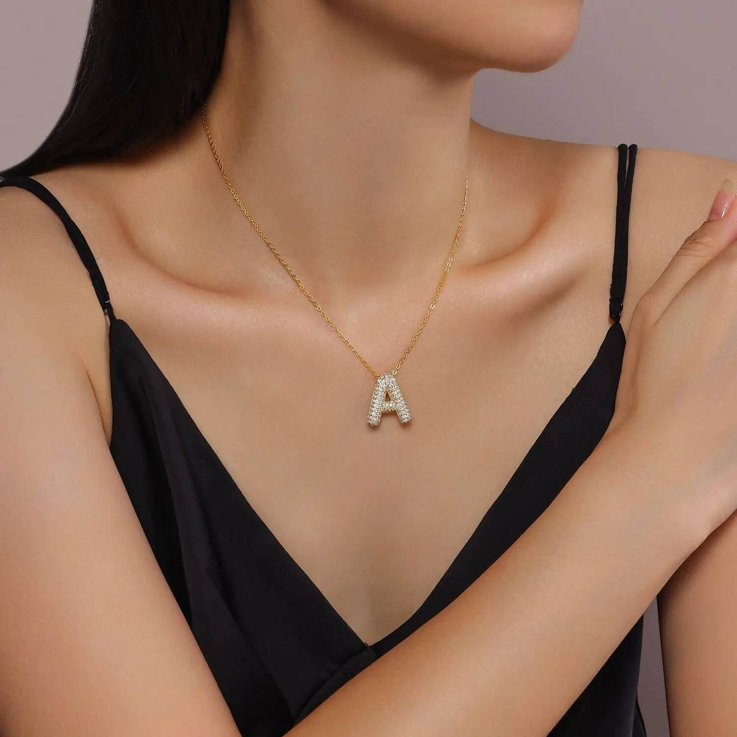 Moissanite Initial Charm Necklace - RIYOVA Jewelry