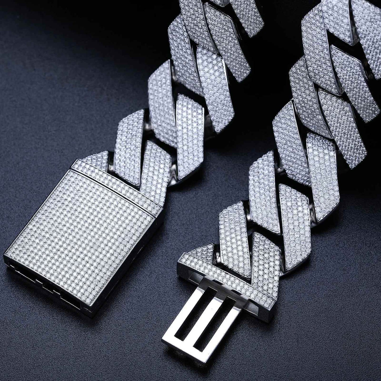 925 Iced Out Heavy Rhombus Cuban Link Necklace – Moissanite Edition - RIYOVA Jewelry