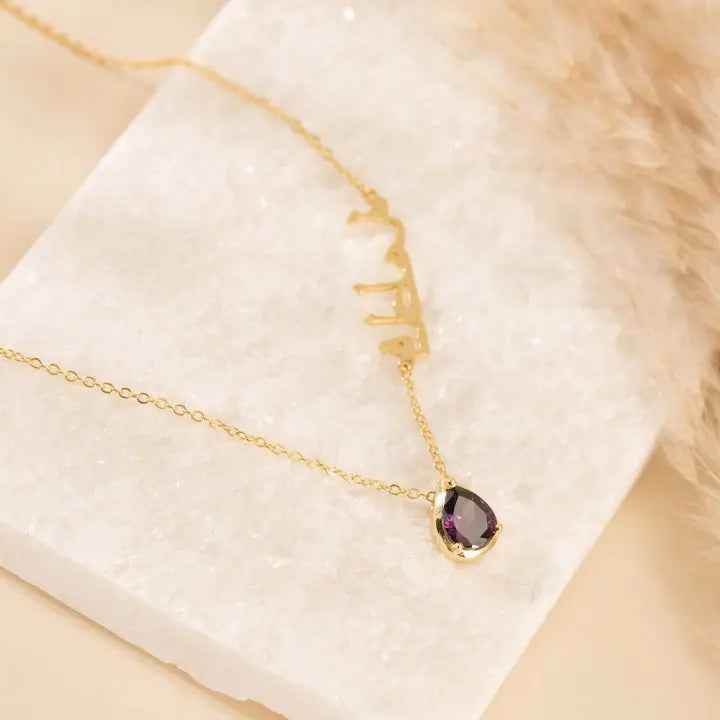 Custom Arabic Alexandrite Birthstone Necklace - RIYOVA Jewelry