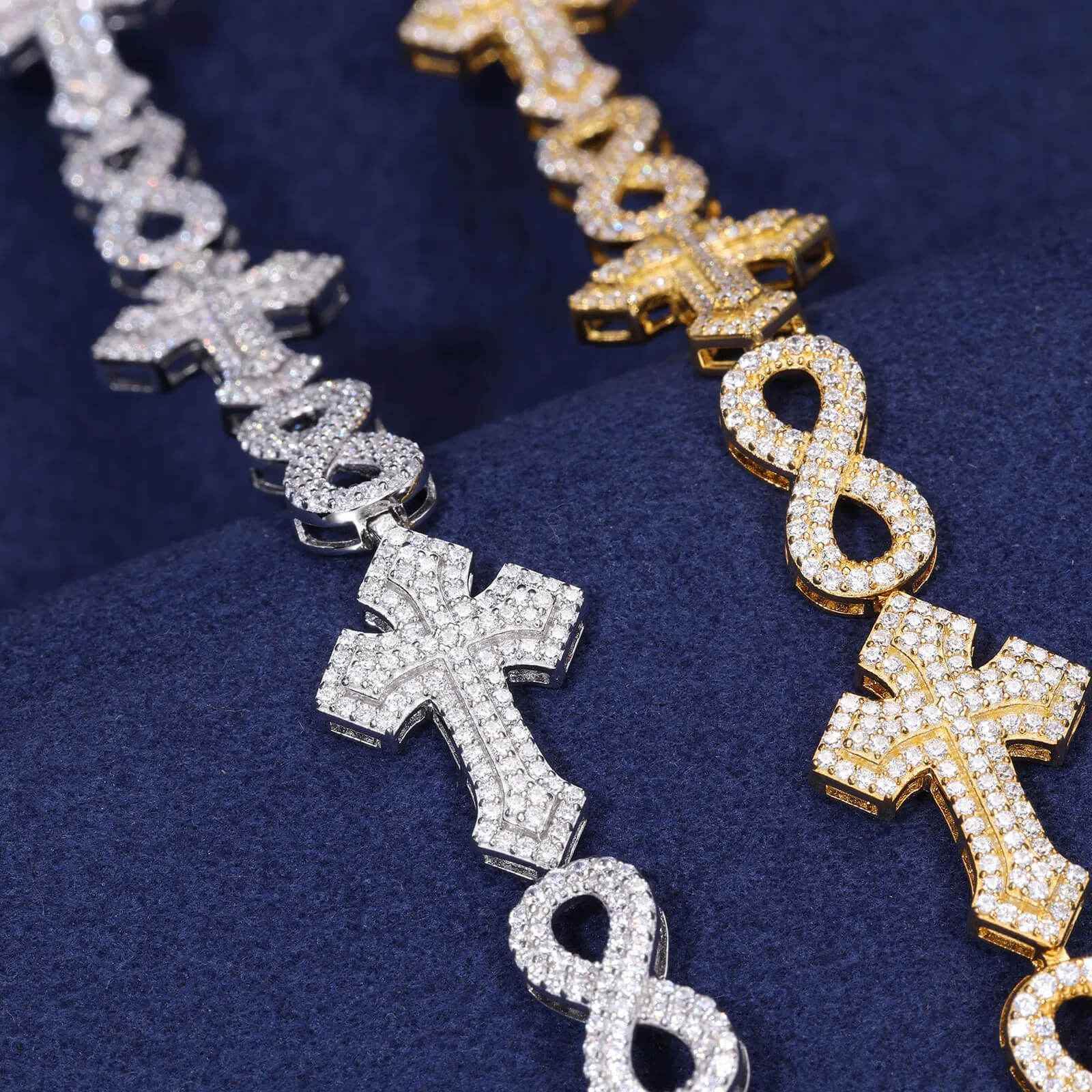 925 Iced Out Infinity Cross Bracelet - RIYOVA Jewelry