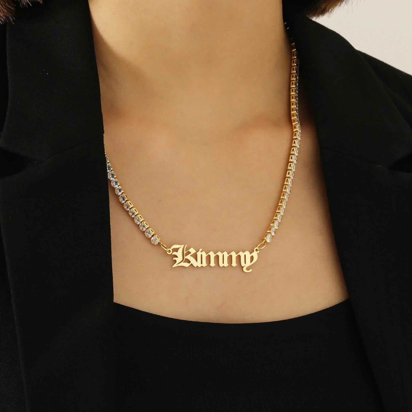 Vintage Custom Name Zirconia Necklace - RIYOVA Jewelry