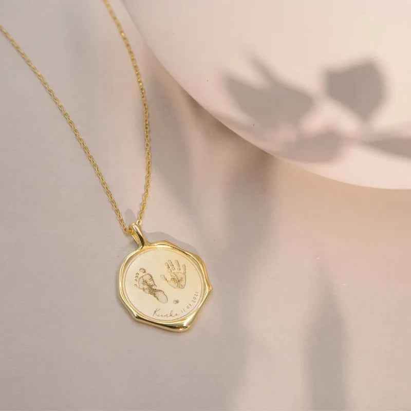 Custom Baby Handprint & Footprint Necklace - RIYOVA Jewelry