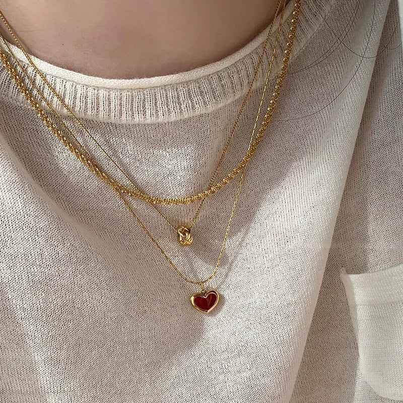 Ruby Glow Heart Necklace - RIYOVA Jewelry