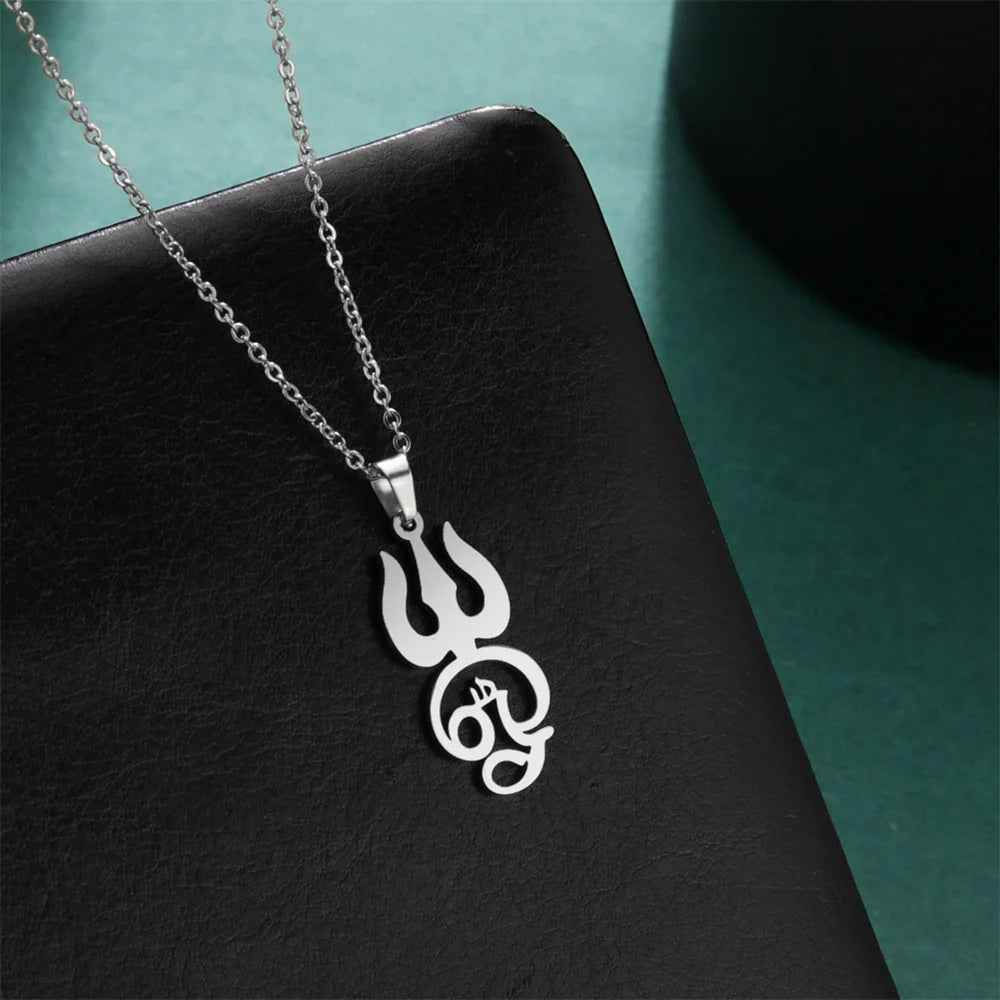 Tamil Om Trident Shiva Necklace - RIYOVA Jewelry