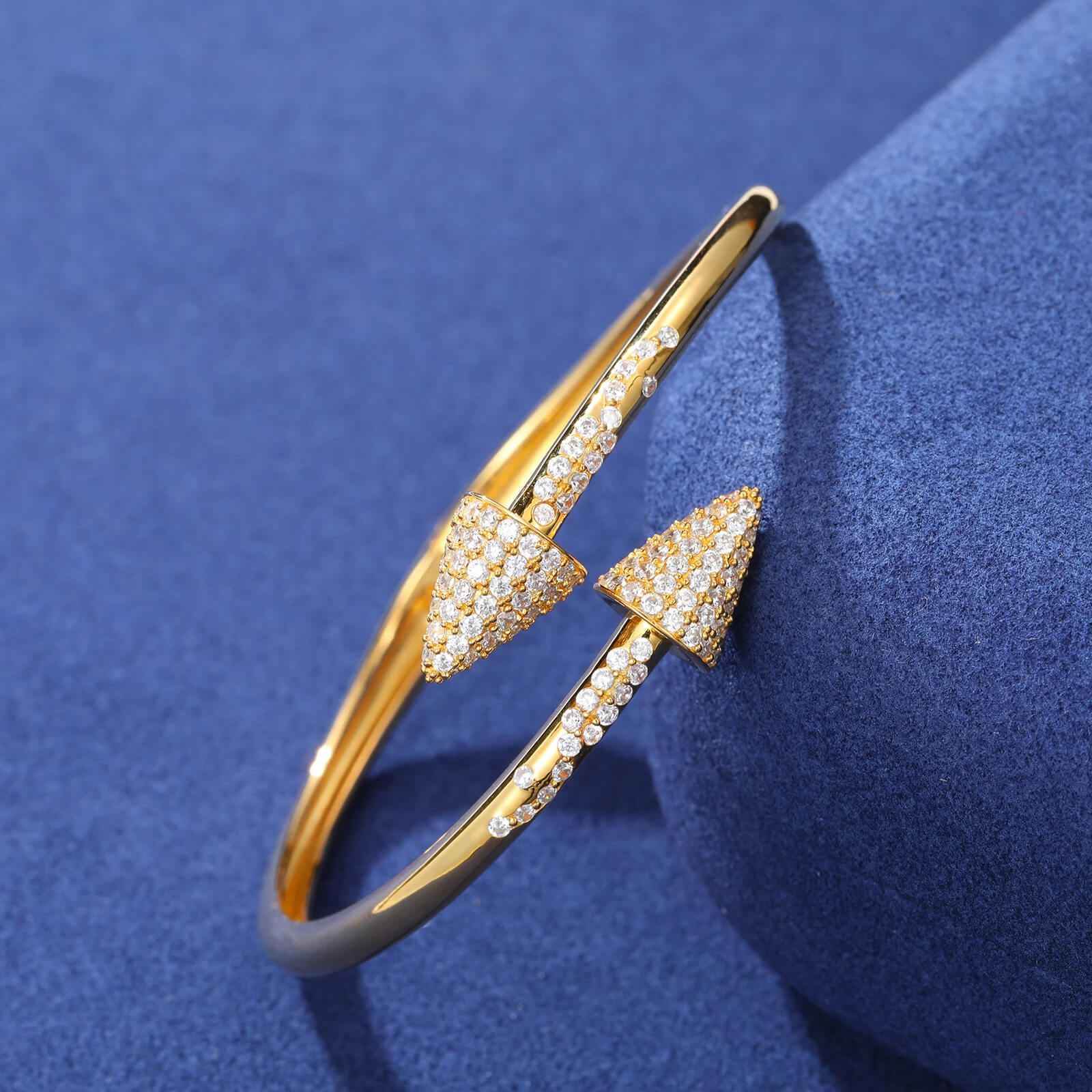 925 Iced Out Arrow Cuff Bracelet - RIYOVA Jewelry