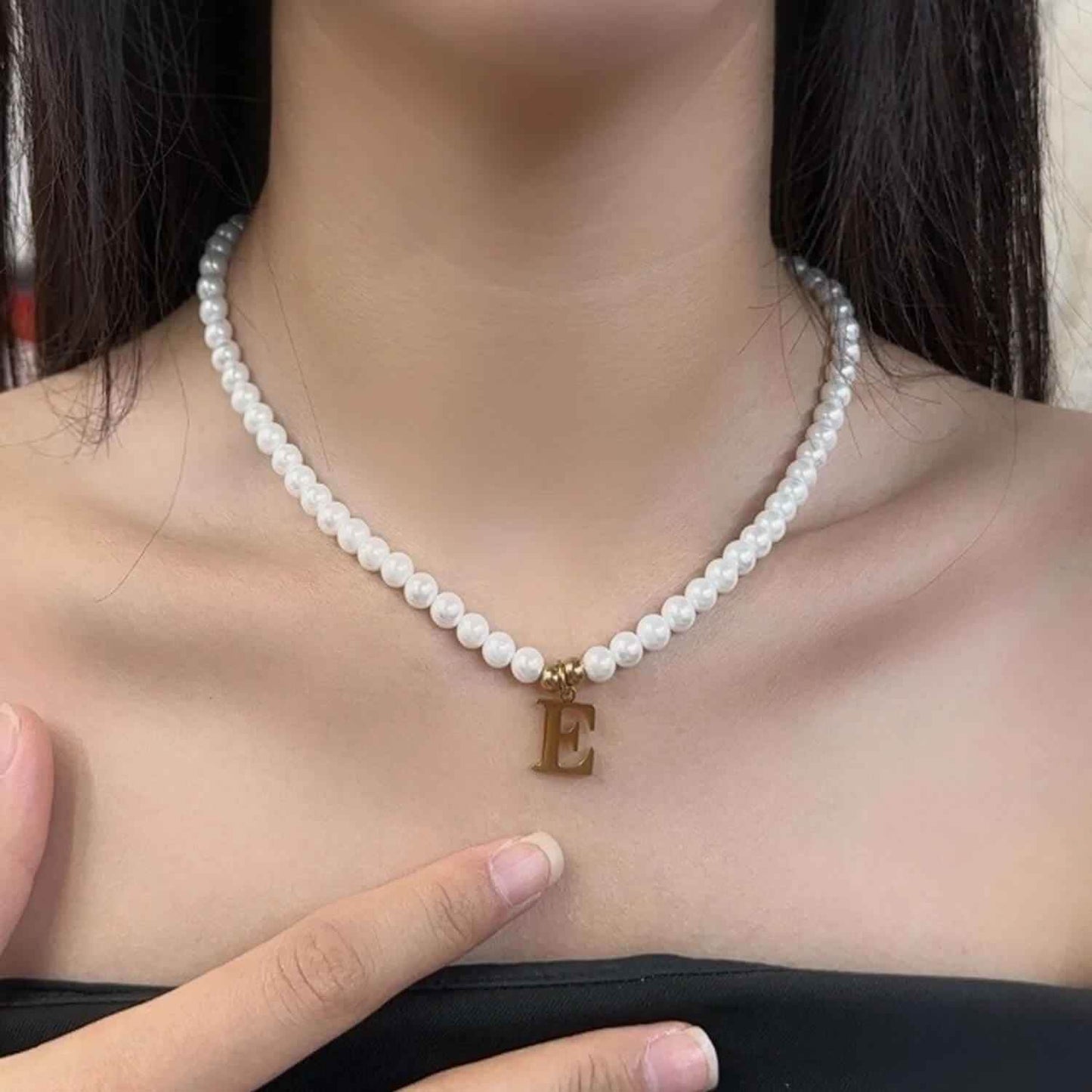 Personalized RIYOVA Initial Pearl Necklace - RIYOVA Jewelry