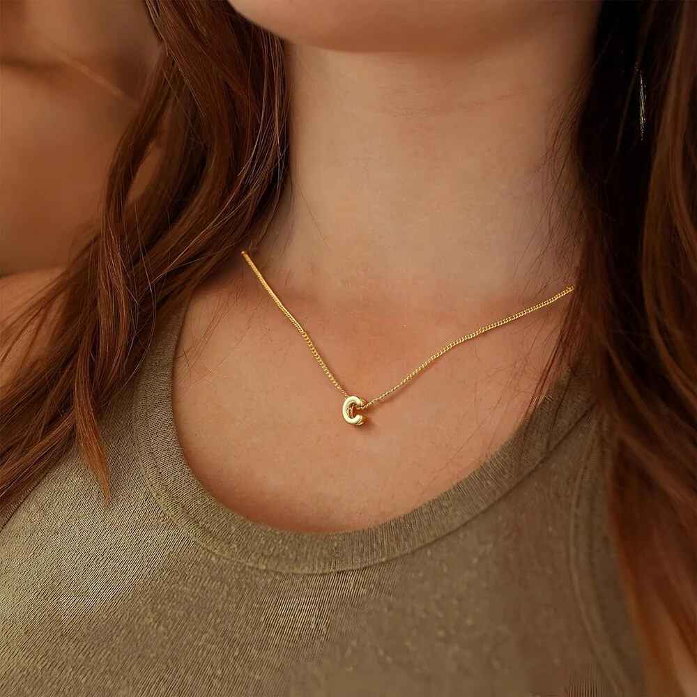 Dainty Mini Bubble Letter Necklace